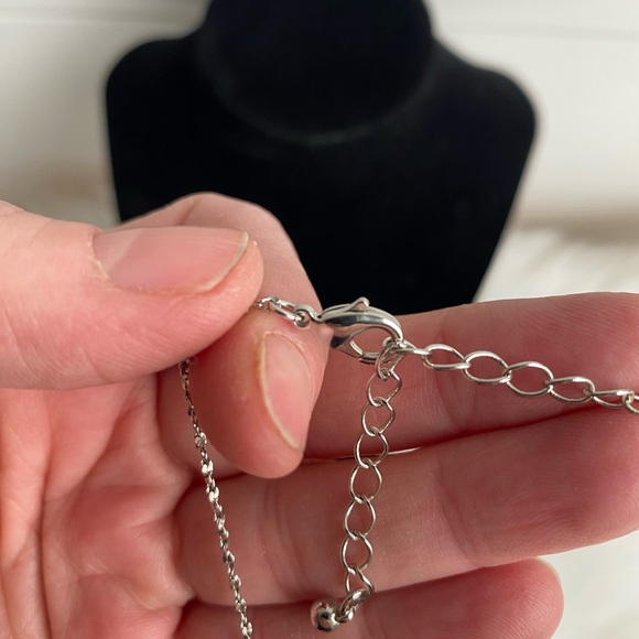 Vintage Art Deco Jewellery Set Silver And Rhinestones Drop Necklace And Earrings - Picture 6 of 8